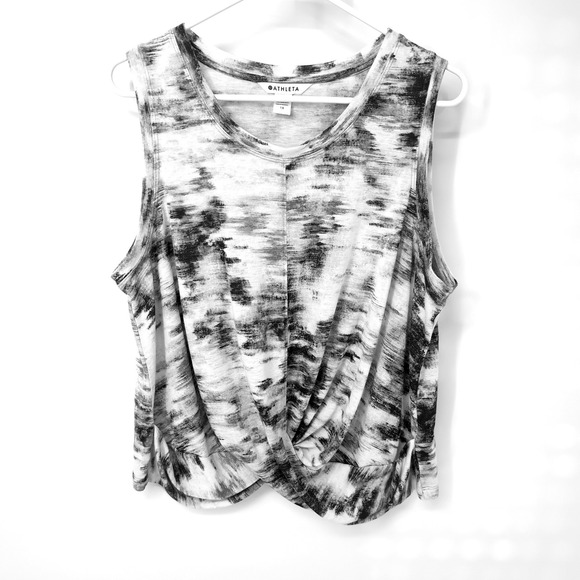 Athleta Tops - Athleta Breezy Twist Tank Gray Tie Dye Sleeveless Knit Crop Top Women 1X